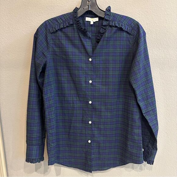 ANN MASHBURN | XS | Blue and Green Plaid Shirt tartan button up down casual top - Picture 1 of 7